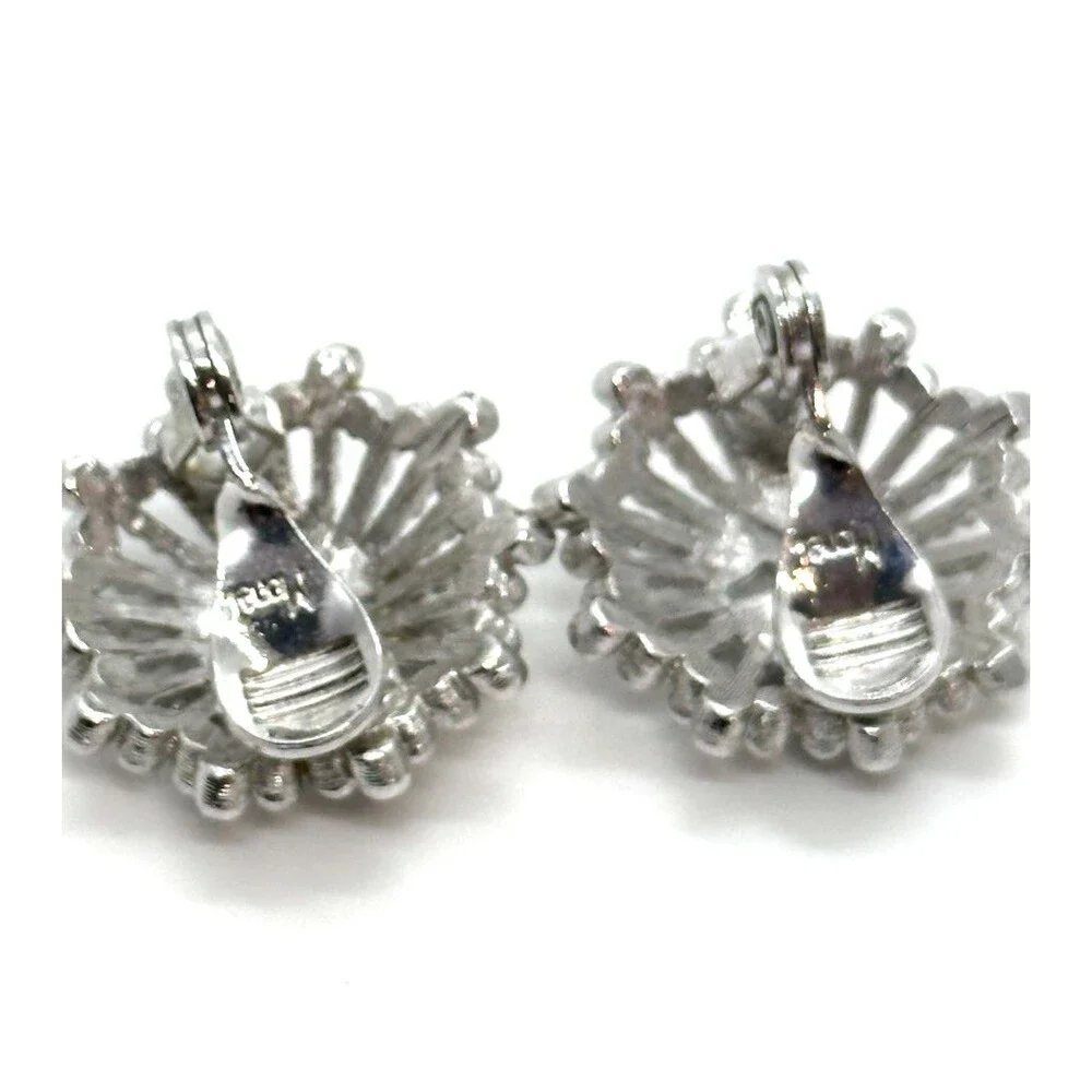 Monet Silver Tone Clip On Flower Earrings